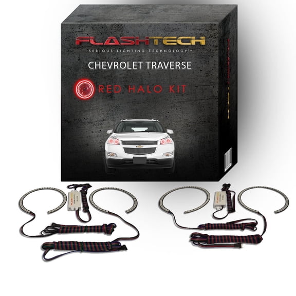 Flashtech Red Angel Eye LED Headlight Halo kit for 2009-2012 Chevrolet Traverse Headlights