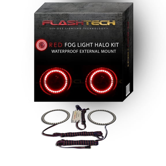 Flashtech Red Waterproof LED Fog Light Halo Ring kit for 2007-2012 Dodge Nitro Fog Lights