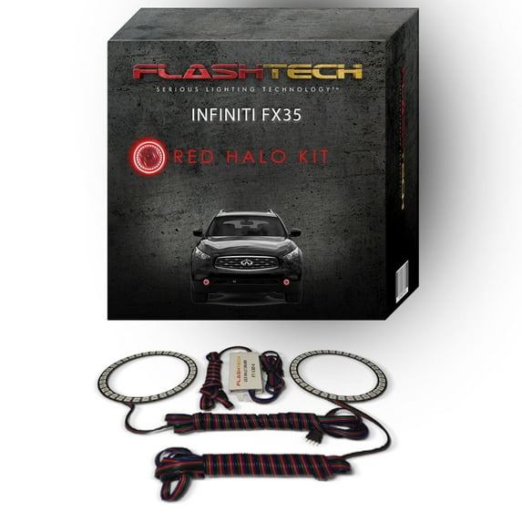 Flashtech Red Angel Eye LED Fog Light Halo Ring kit for 2009-2012 Infiniti FX35 Fog Lights