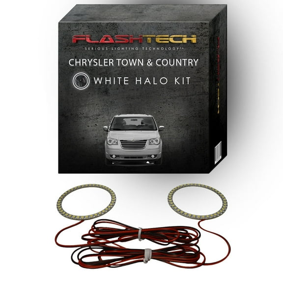 Flashtech White Angel Eye LED Fog Halo kit for 05-10 Chrysler Town & Country Fog Lights