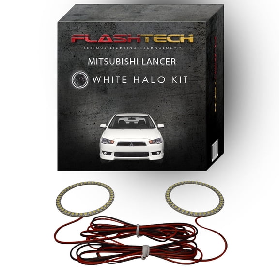 Flashtech White Angel Eye LED Fog Light Halo kit for 08-16 Mitsubishi Lancer Fog Lights