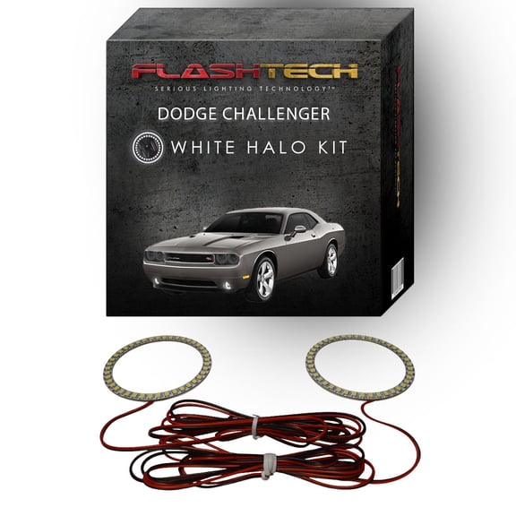 Flashtech White Angel Eye LED Fog Light Halo kit for 2008-2013 Dodge Challenger Fog Lights