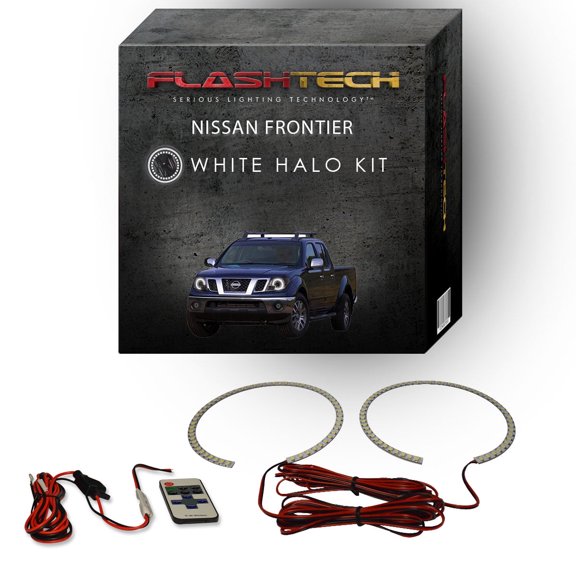 Flashtech White Angel Eye LED Halo kit & RF Remote for 09-19 Nissan Frontier Headlights
