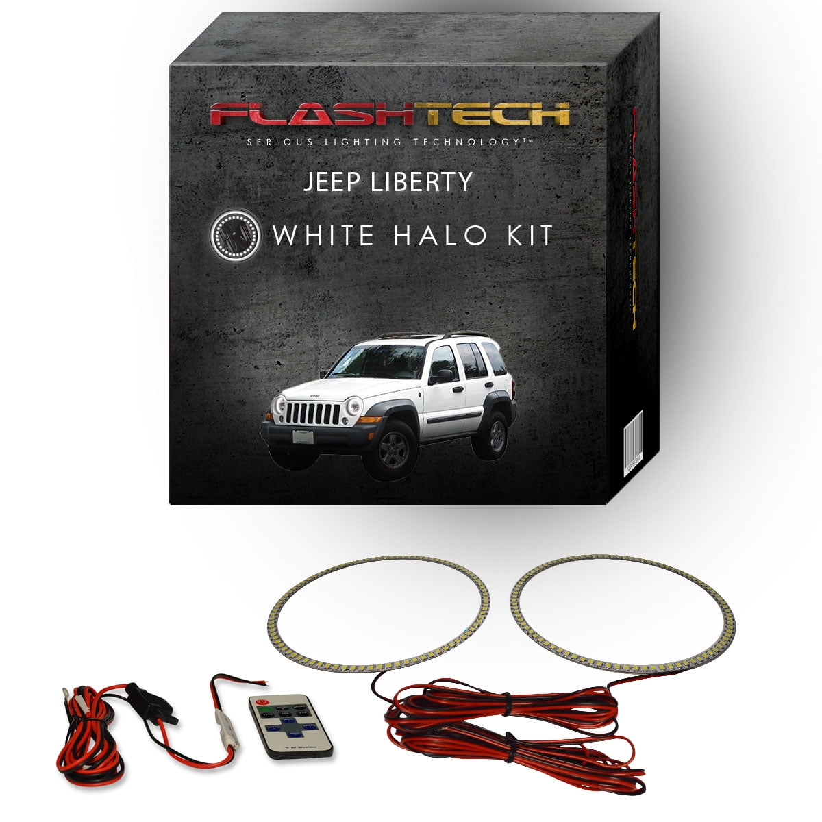 YLT Auto 7" White LED Halo Projector Headlights Pair For Jeep Liberty 2003-2007