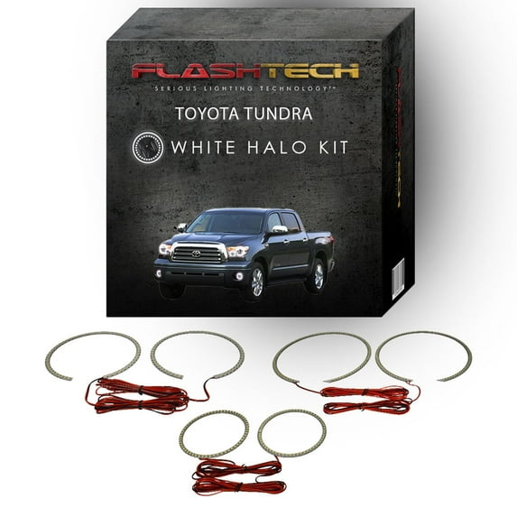 Flashtech White Angel Eye LED Halo kit for 2007-2013 Toyota Tundra Headlight & Fog Lights