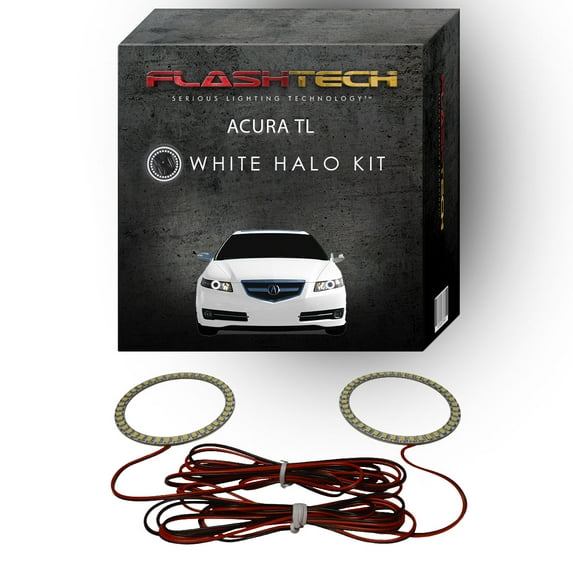 Flashtech White Angel Eye LED Headlight Halo Ring kit for 2005-2007 Acura TL Headlights