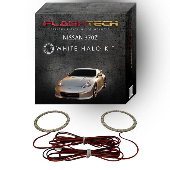 Flashtech White Angel Eye LED Headlight Halo Ring kit for 2009-2016 Nissan 370z Headlights