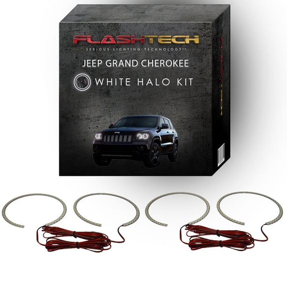 Flashtech White Angel Eye LED Headlight Halo kit for 11-13 Jeep Grand Cherokee Headlights