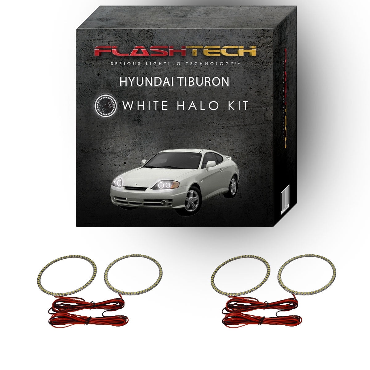 Flashtech White Angel Eye LED Headlight Halo kit for 2003-2004 Hyundai ...