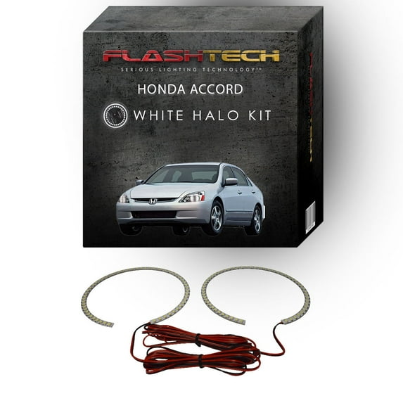 Flashtech White Angel Eye LED Headlight Halo kit for 2003-2007 Honda Accord Headlights