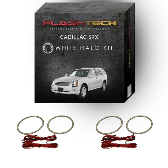 Flashtech White Angel Eye LED Headlight Halo kit for 2004-2009 Cadillac SRX Headlights