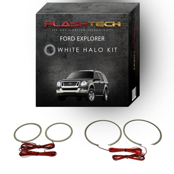 Flashtech White Angel Eye LED Headlight Halo kit for 2006-2010 Ford Explorer Headlights