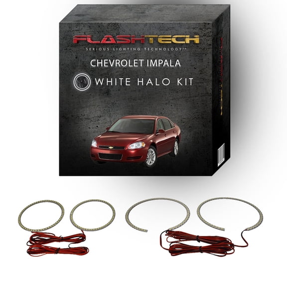 Flashtech White Angel Eye LED Headlight Halo kit for 2006-2012 Chevrolet Impala Headlights