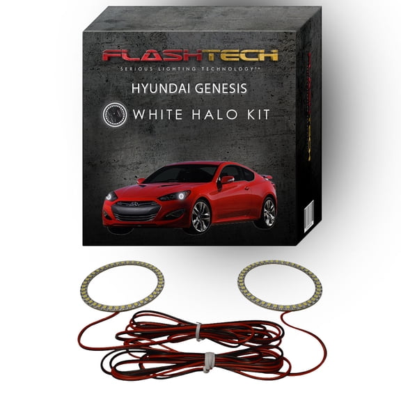Flashtech White Angel Eye LED Headlight Halo kit for 2013-2016 Hyundai Genesis Headlights