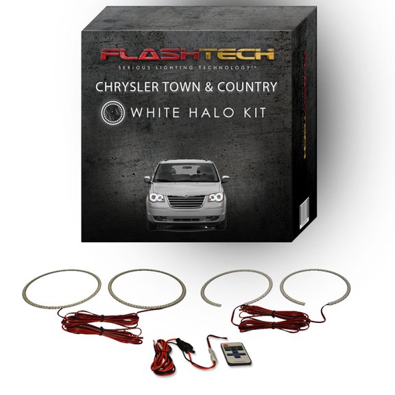 Flashtech White LED Halo kit & RF Remote for 2005-2010 Chrysler Town & Country Headlights