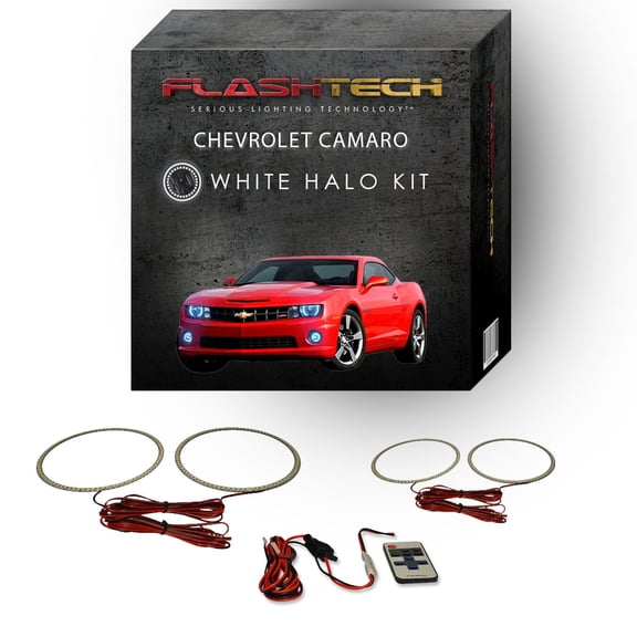 Flashtech White LED Halo kit & RF Remote for 2010-2013 Chevy Camaro Headlight & Fog Lights