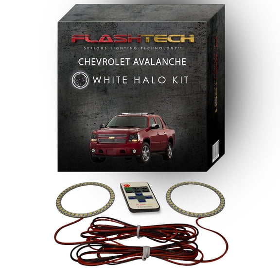 Flashtech White Angel Eye LED Fog Halo kit & Remote for 07-13 Chevy Avalanche Fog Lights