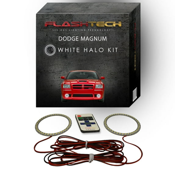 Flashtech White Angel Eye LED Fog Halo kit & RF Remote for 05-08 Dodge Magnum Fog Lights