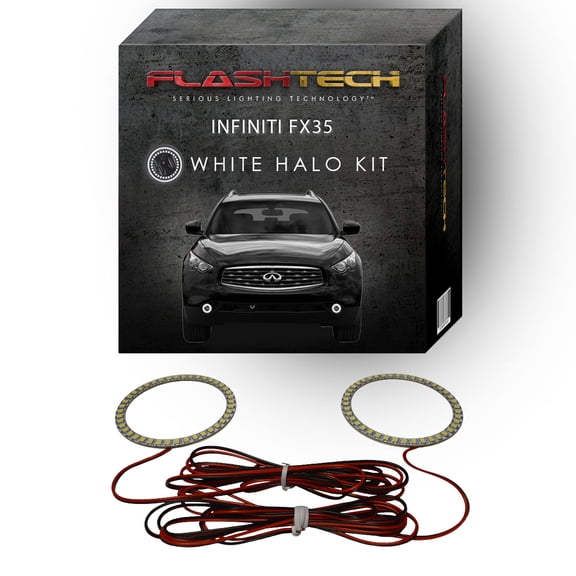 Flashtech White Angel Eye LED Fog Light Halo kit for 2009-2012 Infiniti FX35 Fog Lights