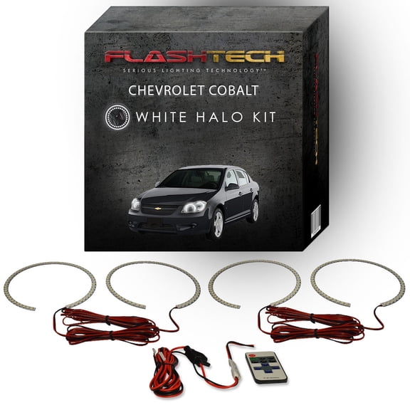 Flashtech White Angel Eye LED Halo kit & RF Remote for 2005-2010 Chevy Cobalt Headlights