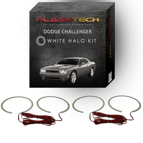 Flashtech White Angel Eye LED Headlight Halo kit for 2008-2014 Dodge Challenger Headlights