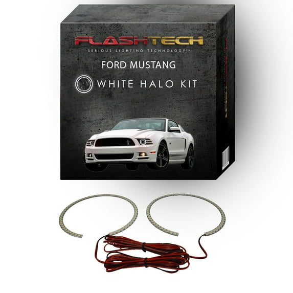 Flashtech White Angel Eye LED Headlight Halo kit for 2010-2014 Ford Mustang Headlights