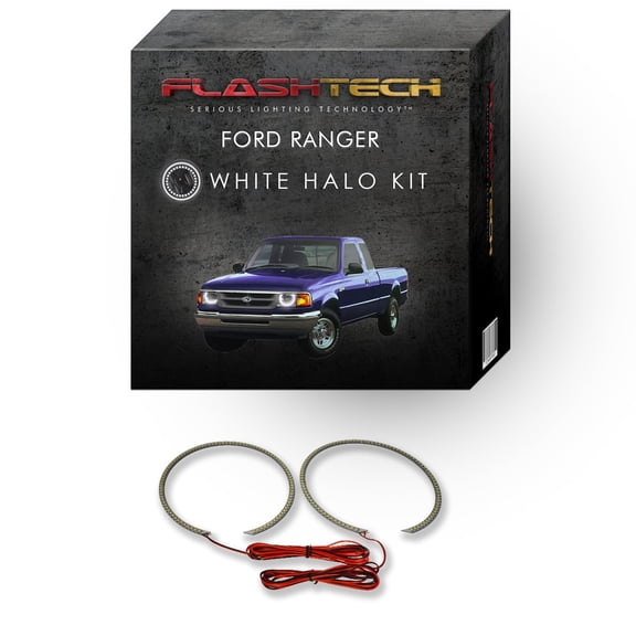 Flashtech Xenon Brightest White LED Halo Ring Headlight Kit for Ford Ranger 93-97