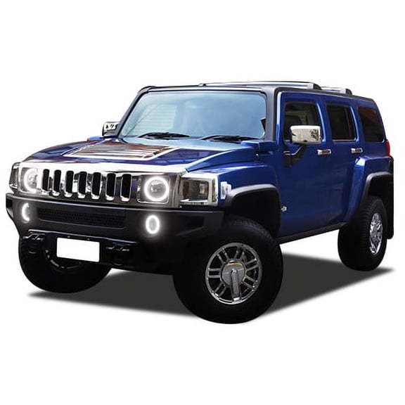 Flashtech Xenon Brightest White LED Halo Ring Headlight Kit for Hummer H3 06-10