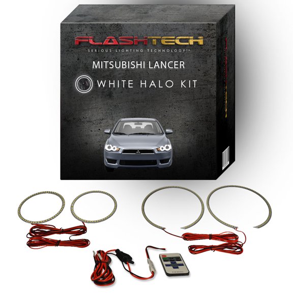 Flashtech White Angel Eye LED Halo kit & RF Remote for 08-16 Mitsubishi Lancer Headlights