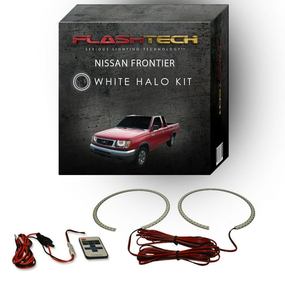Flashtech White Angel Eye LED Halo kit & RF Remote for 98-00 Nissan Frontier Headlights