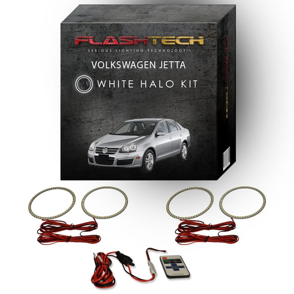 Flashtech White Angel Eye LED Halo kit & RF Remote for 05-10 Volkswagen Jetta Headlights