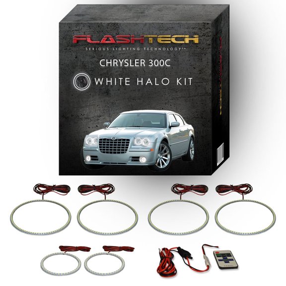 Flashtech White LED Halo kit & RF Remote for 2005-2010 Chrysler 300 Headlight & Fog Lights