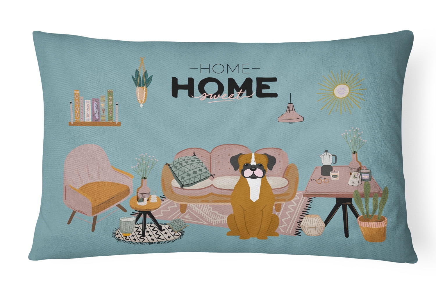 Caroline's Treasures CK7961PW1216 Flashy Fawn Boxer Sweet Home Canvas Fabric Decorative Pillow, 12H x16W, multicolor