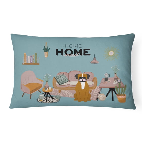 Caroline's Treasures CK7961PW1216 Flashy Fawn Boxer Sweet Home Canvas Fabric Decorative Pillow, 12H x16W, multicolor