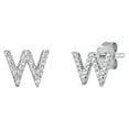 thumbnail image 1 of Flashy Sterling Silver Block Letter W Initial Clear Cubic Zirconia Earrings 925 New Jewelry Female, 1 of 3