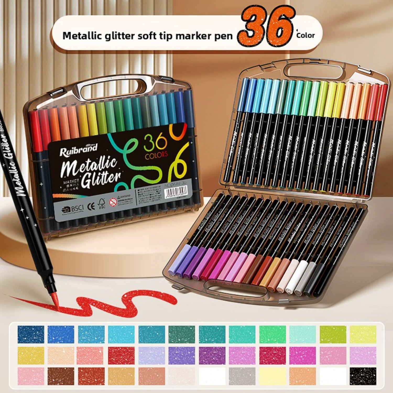Flashy soft-head acrylic marker pen Multi-color 12/24/26/48/72 Colors Glitter Pen Soft Head Glitter Effect Art Marker Pen Flashing Pen DIY Drawing
