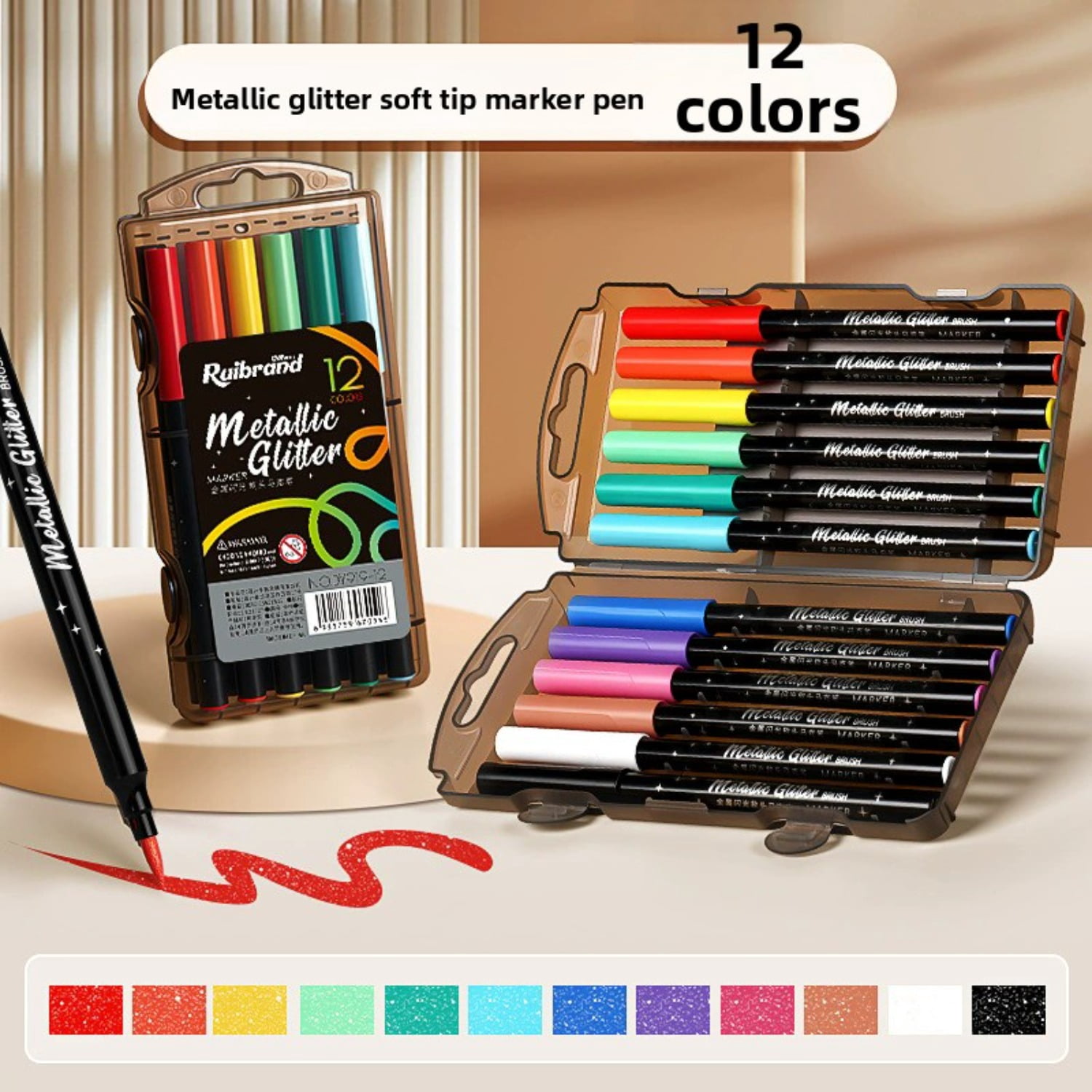 Flashy soft-head acrylic marker pen Multi-color 12/24/26/48/72 Colors Glitter Pen Soft Head Glitter Effect Art Marker Pen Flashing Pen DIY Drawing