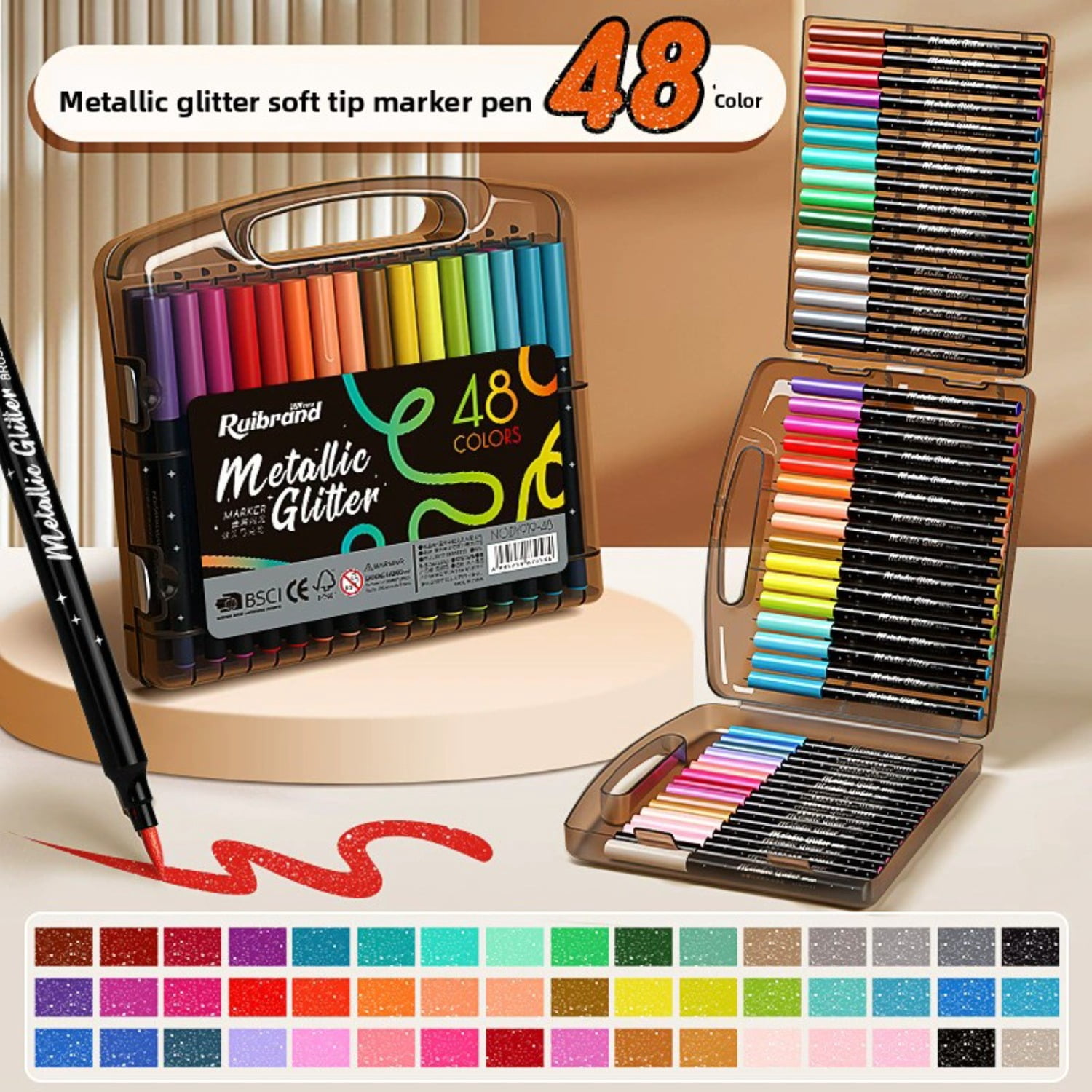 Flashy soft-head acrylic marker pen Multi-color 12/24/26/48/72 Colors Glitter Pen Soft Head Glitter Effect Art Marker Pen Flashing Pen DIY Drawing