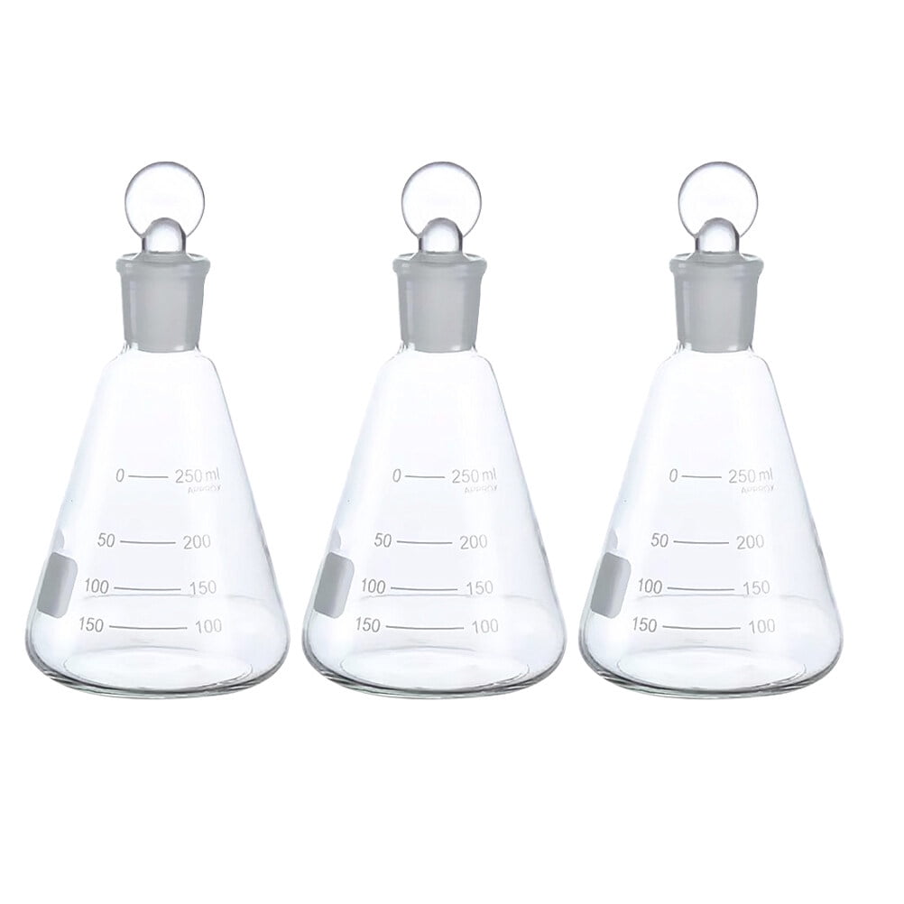 Flask Erlenmeyer Glass Beaker Test Tubes Set Stopper 1000Ml Boiling