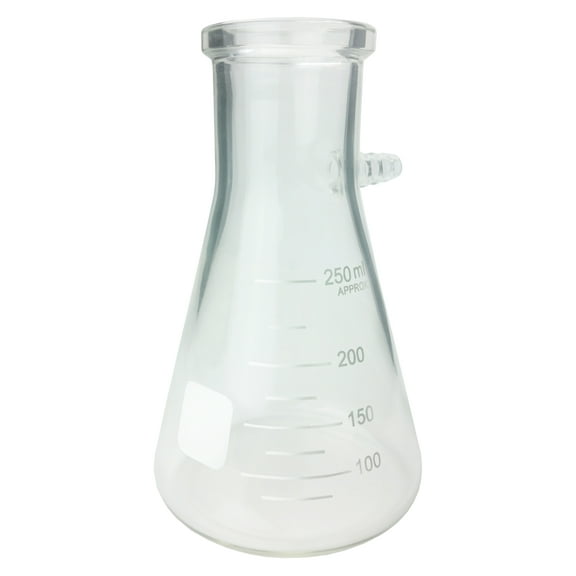 Flask - Filtering Flask, 250 ml capacity with graduations and marking spot. Borosilicate Glass.