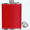 thumbnail image 1 of Flask for Liquor and Funnel - 8 Oz Leak Proof 18/8 Stainless Steel Pocket Hip Flask with Red Leather Cover for Discrete Shot Drinking of Alcohol, Whiskey, Rum and Vodka | Gift for Women, 1 of 5