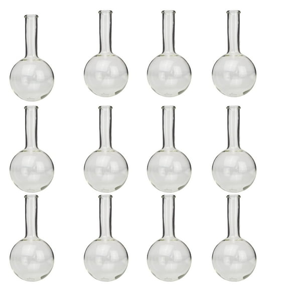 Flask Round-Bottom Florence Boiling Flask, Standard Neck, 250ml capacity. Made from Borosilicate Glass. Sold in a pack of 12 flasks.