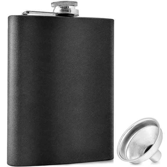 Flask for , 8oz Matte Black, Leak-Resistant with Funnel