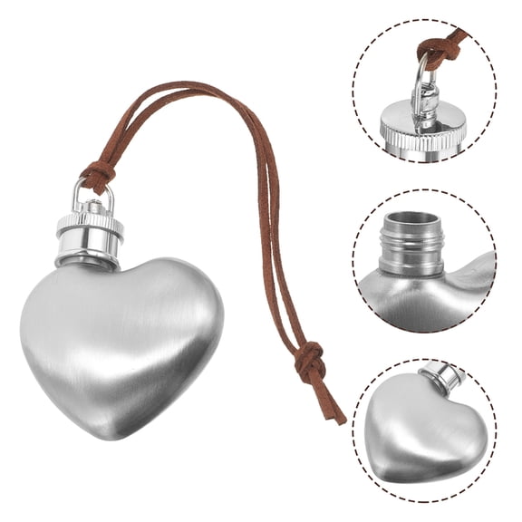 Toyandona Silver Heart Shaped Stainless Steel Portable Wine Flask for Home Use and Outdoor Activities 8 oz