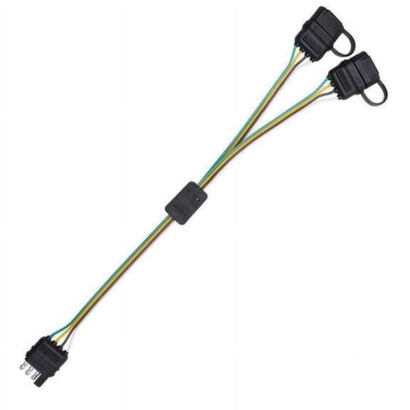 Flat 4-Way 4 Pin Trailer Truck Y-Splitter Harness Adapter LED Tailgate Light Bar