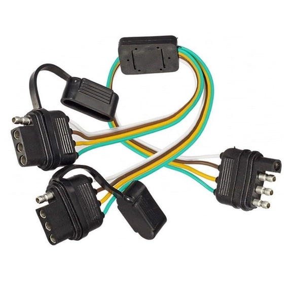 Flat 4-Way 4 Pin Trailer Y-Splitter Harness Adapter LED Tailgate Light Bar 1Pc