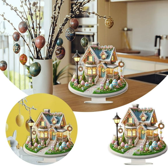 Flat Acrylic Easter Bunny Holiday Easter Decorations Easter Eggs Table Decor Easters Bunny Ornament Cute Easters Tabletop Bunny Figurine Rabbit Indoor Decoration