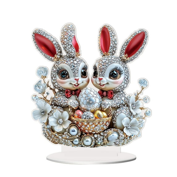 Flat Acrylic Easter Bunny Holiday Easter Decorations Easter Eggs Table Decor Easters Bunny Ornament Cute Easters Tabletop Bunny Figurine Rabbit Indoor Decoration