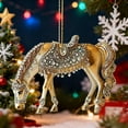 thumbnail image 1 of Flat Acrylic Horse Christmas Ornaments Farm Animal Hanging Ornament Cute Animal with Rheinstone Saddle, Xmas Tree Home Indoor Decor, Horse Enthusiasts Gift, 1 of 8