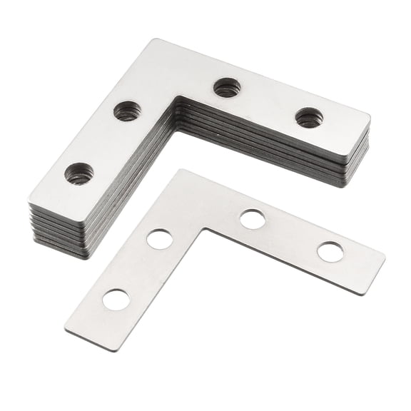 Flat Angle Bracket Plate L Shape Repair Joining Support Brace, 38mmx38mm Silver Tone, 20 Pcs